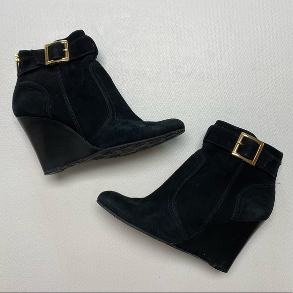 Tory Burch Adrienne Wedge Boots/Booties in Black Suede Size 8 EUC - Picture 2 of 16